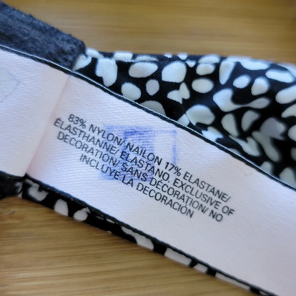 Victorias Secret Demi Bra 38C Black‎ White Animal Cheetah Print Underwire